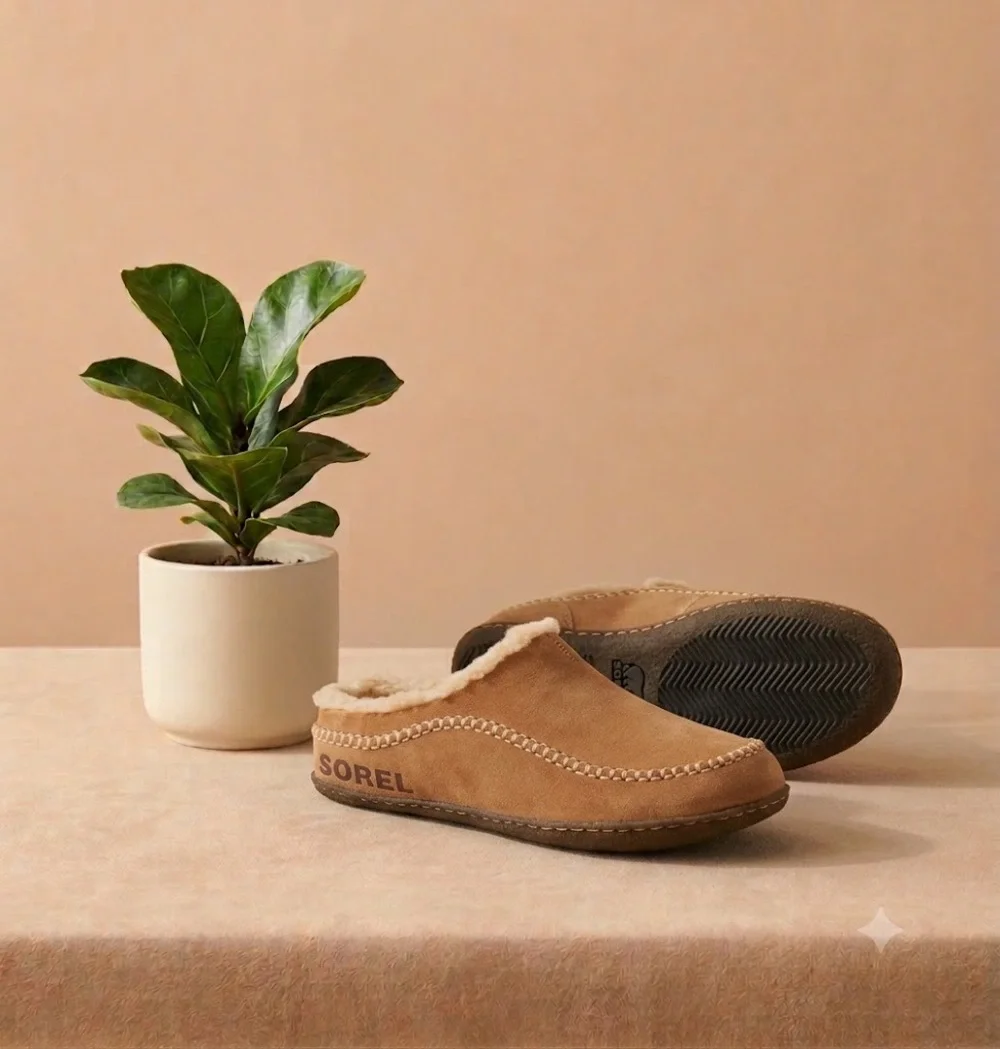 NWT SOREL Men's Falcon Ridge ll Slipper - Camel Brown, Curry - 8 US